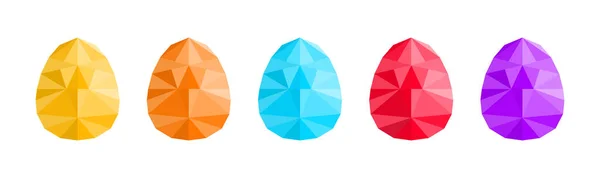 Polygonal Easter Egg Set Colorful Modern Style Eggs — Stockvektor