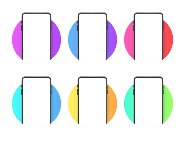Mobile Phone Design Presentation Mobile Different Color Circle Realistic Mobile — Stockvektor