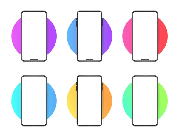 Mobile Phone Design Presentation Mobile Different Color Circle Realistic Mobile — Διανυσματικό Αρχείο