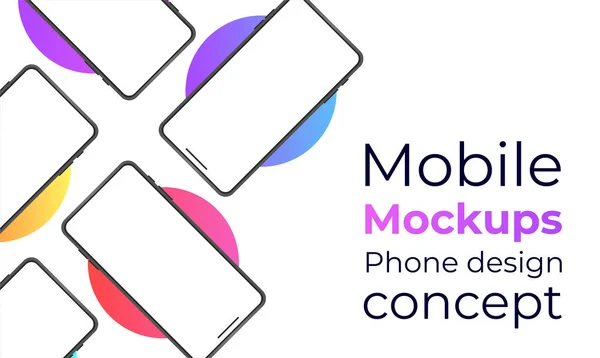 Mobile Phone Design Presentation Mobile Different Color Circle Realistic Mobile — Vector de stock
