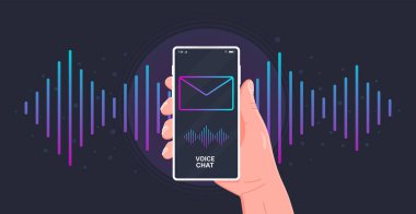 Akıllı telefon sesli sohbet ekranı. Ekranda sesli mesajlar. Çevrimiçi ses sohbet uygulaması.