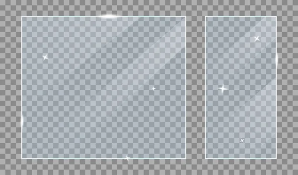 Стеклянная Пластина Установлена Макет Прозрачном Фоне Чистое Стекло Акриловая Стеклянная — стоковый вектор