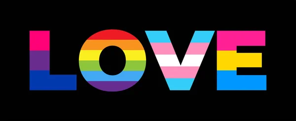 Lgbt Symbolen Voor Gelijkheid Liefdesslogan Menselijk Teken Met Lgbt Vlag — Stockvector
