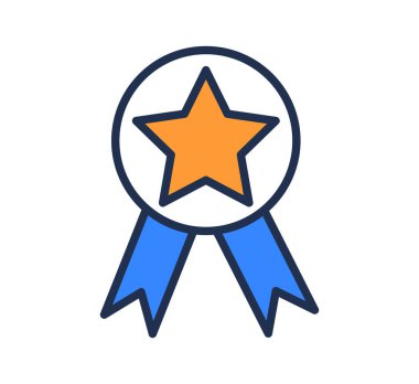 Madalya ödülü ikonu. Vektör çizimi konsepti. Turuncu yaprak ikonu. Okul simgesi konsepti.