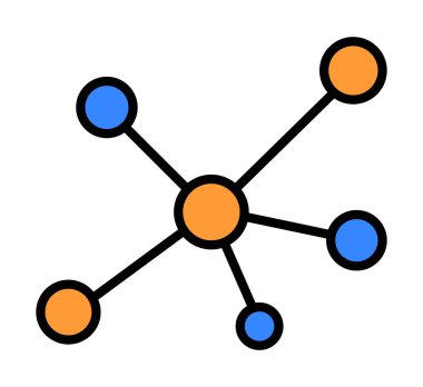 Atom simgesi çizgi rengi. Vektör illüstrasyonu