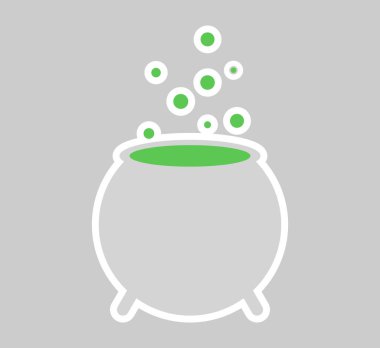 Cadılar Bayramı iksiri yapıştırmalı kazan. vektör illüstrasyonu