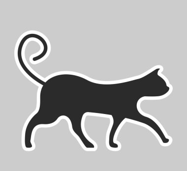 Kara kedi cadılar bayramı çıkartması. vektör illüstrasyonu