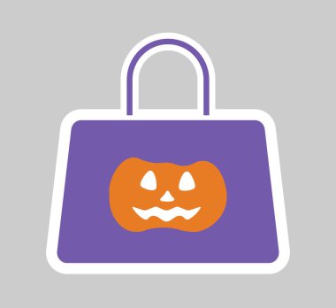 Şeker torbası cadılar bayramı çıkartması. Vektör illüstrasyonu