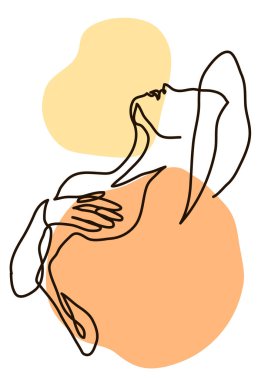 Kadın vücut çizgisi çizimi. Bir çizgi çizimi konsepti. Vektör çizimi. Soyut arkaplan.