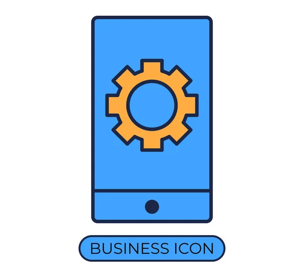 Mobile Business App Icon Flat Vector Illustration Concept — Stock Vector