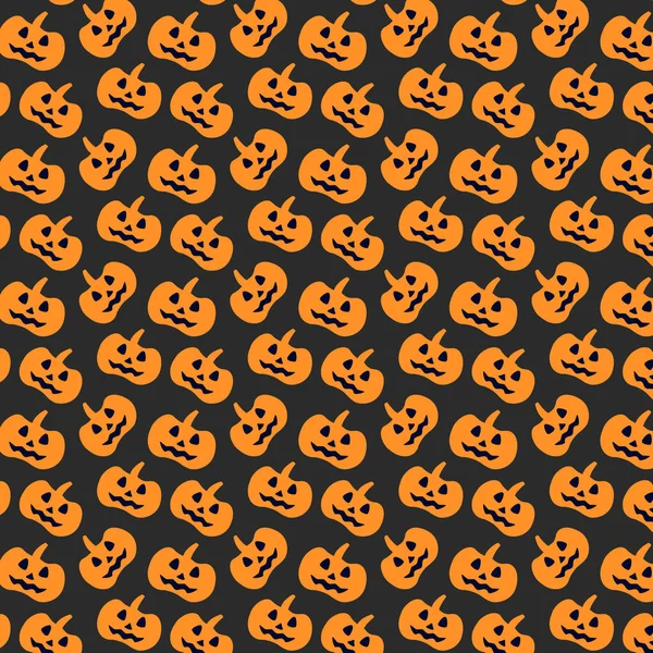 Halloween Patroon Oranje Pompoen Zwarte Geïsoleerde Achtergrond — Stockvector