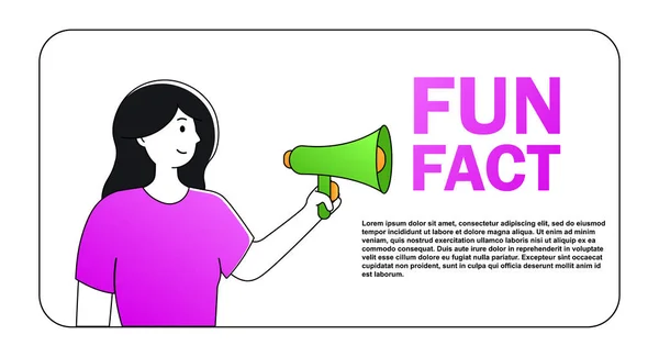 Concept Fait Amusant Femme Sur Fond Blanc Avec Texte Information — Image vectorielle
