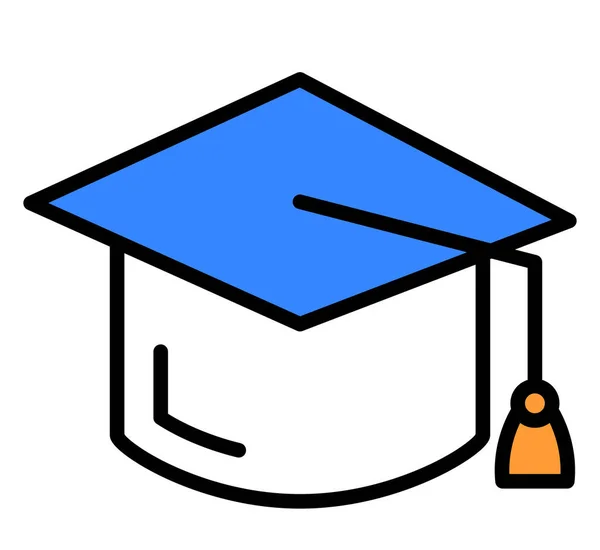 Línea Sombrero Graduado Icono Color — Vector de stock