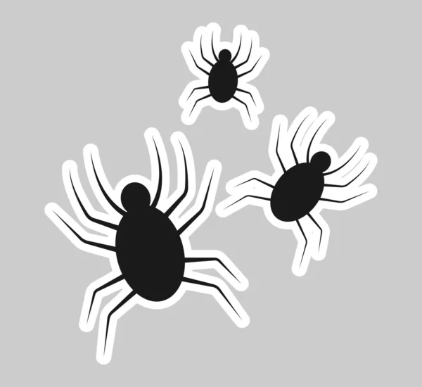 Spindlar Halloween Klistermärke Vektor Illustration — Stock vektor