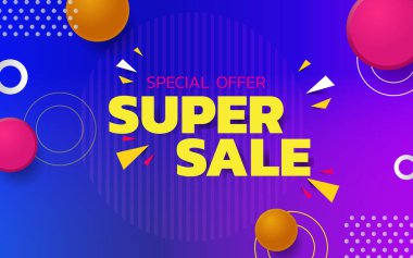 Satış konsepti yatay afiş şablon tasarımı. Soyut promosyon düzenleme posterini indirimli yap. Satış vektörü illüstrasyonu.