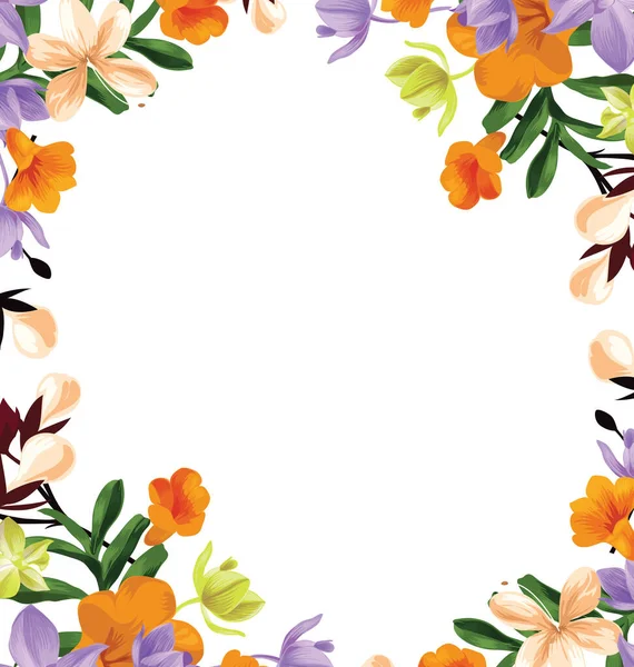 Bordures Décoratives Avec Feuillage Carte Vœux Floral Avec Place Pour — Image vectorielle