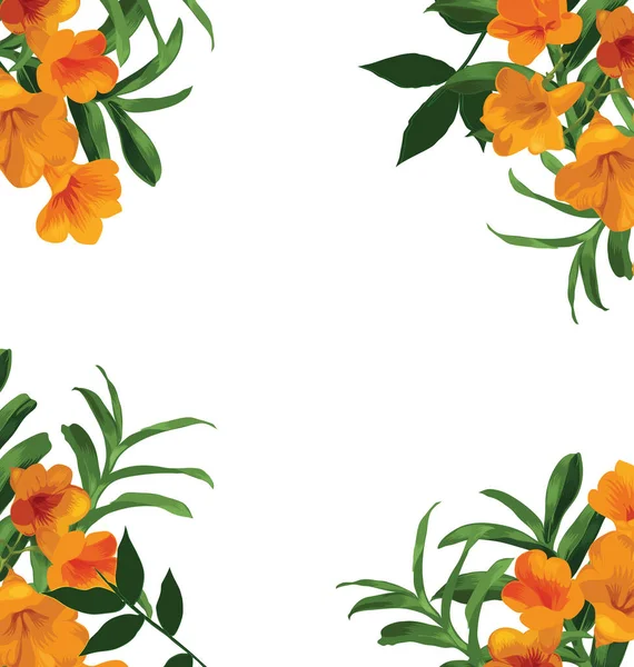 Bordures Décoratives Avec Feuillage Carte Vœux Floral Avec Place Pour — Image vectorielle