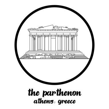 Parthenon 'un ikonunu çember yapın. Vektör illüstrasyonu