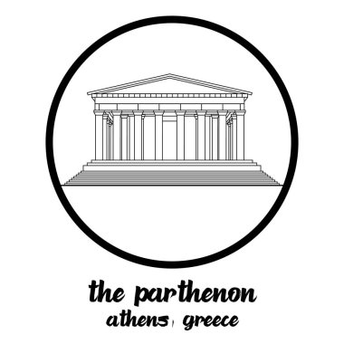 Parthenon 'un ikonunu çember yapın. Vektör illüstrasyonu