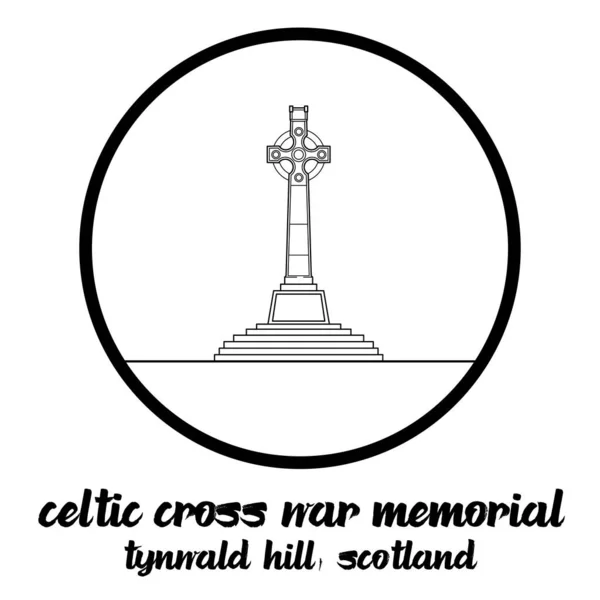 Circle Icon Line Keltic Cross War Memorial Vektorová Ilustrace — Stockový vektor