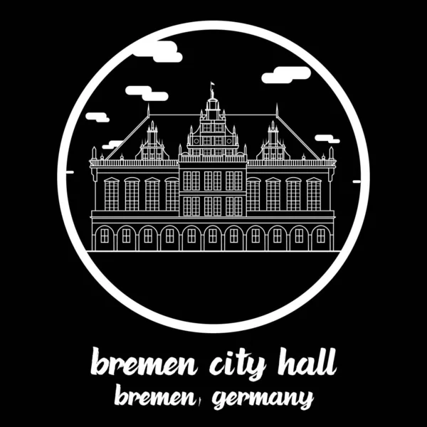 Circle Icon Line Ayuntamiento Bremen Ilustración Vectorial — Archivo Imágenes Vectoriales