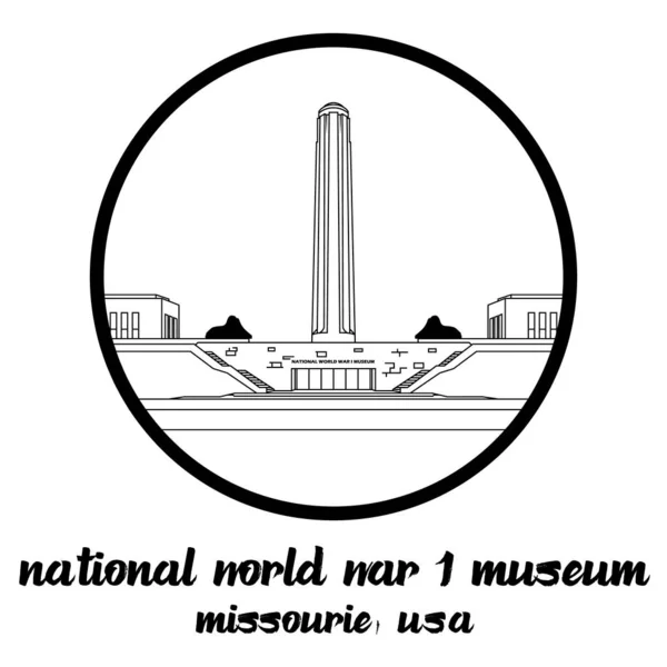 Cirkel Pictogram Lijn Nationale Wereldoorlog Museum Vectorillustratie — Stockvector