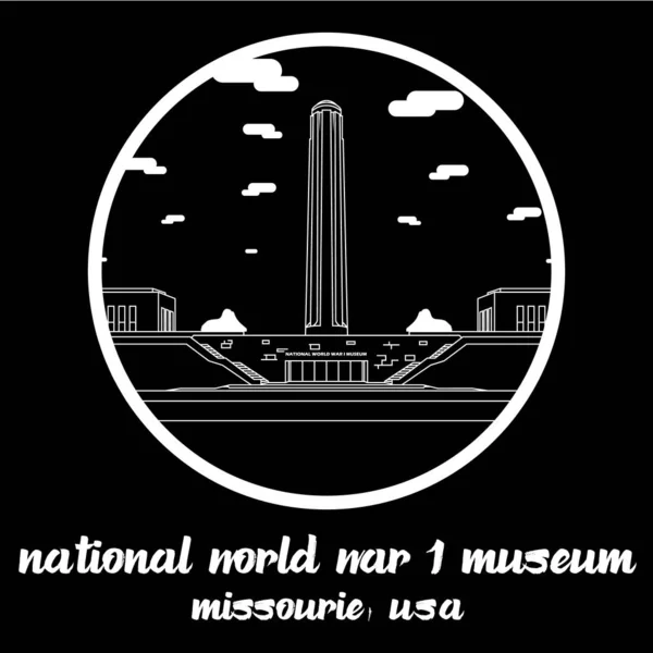 Cirkel Pictogram Lijn Nationale Wereldoorlog Museum Vectorillustratie — Stockvector