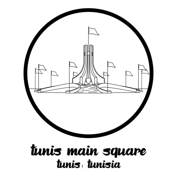 Círculo Ícone Linha Tunis Main Square Ilustração Vetorial —  Vetores de Stock