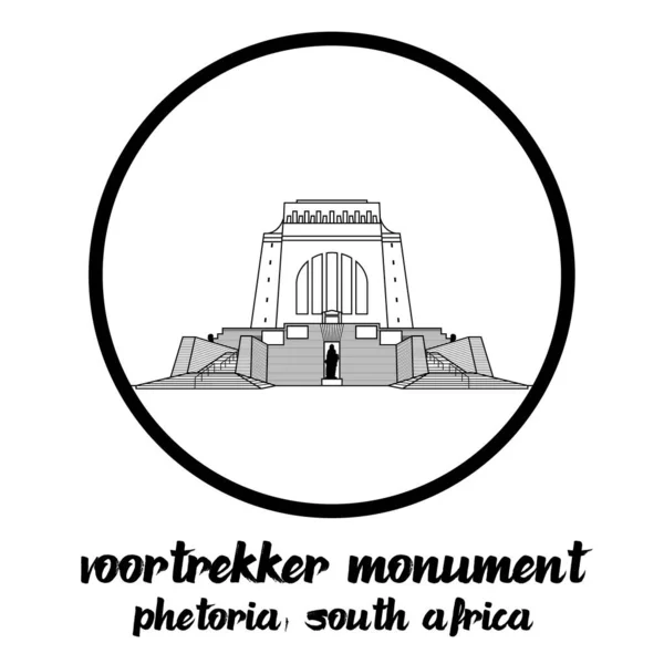 Círculo Icono Línea Voortrekker Monumento Ilustración Vectorial — Vector de stock