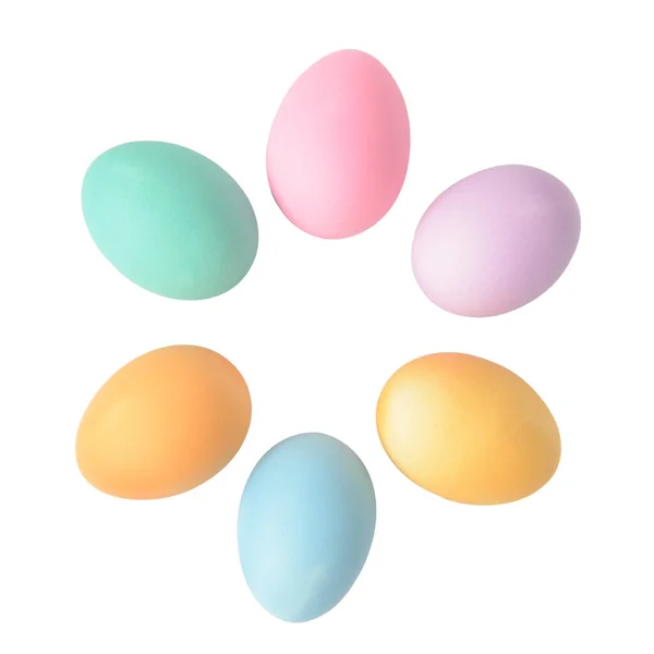 Pastel Paskalya Yumurtaları Beyaz Zemin Üzerinde Izole Üst Görünüm Telifsiz Stok Fotoğraflar