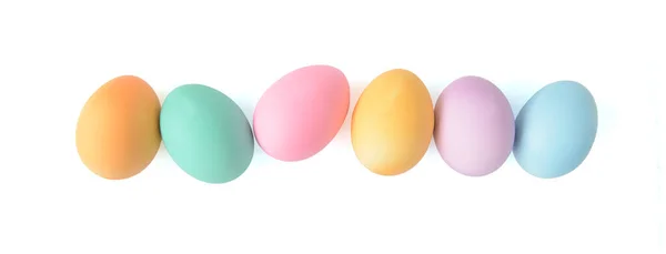Beyaz Arka Planda Izole Edilmiş Paskalya Yumurtaları Üst Görünüm Stok Fotoğraf