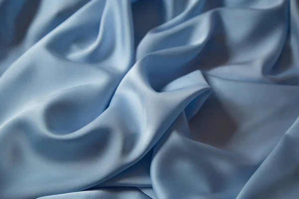 Beautiful Draped Silk Fabric Blue Background Waves Satin Fabric — Stock Photo, Image