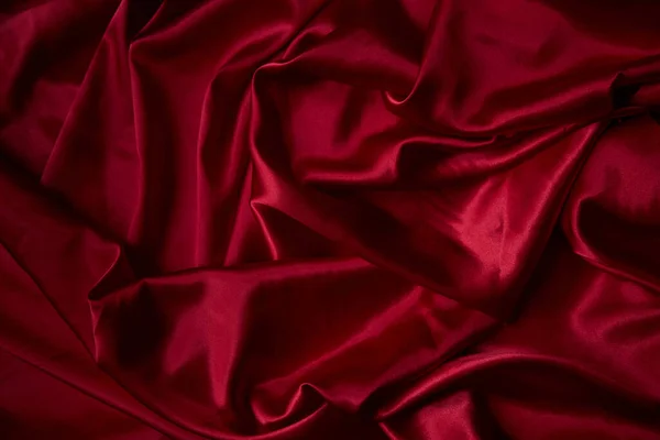 Красивая Шелковая Ткань Красном Фон Волн Атласной Ткани — стоковое фото