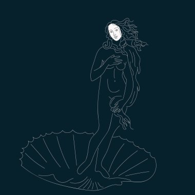 Botticelli 'nin bir tablosundan elde çizilmiş Venüs sanatı. 