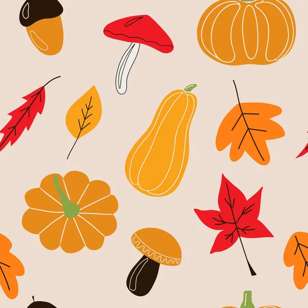 Осенний Бесшовный Рисунок Шаблон Упаковки Бумаги Текстиля Других Конструкций — стоковый вектор