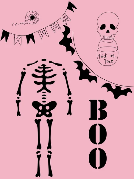 Cartaz Halloween Com Elementos Estilo Doodle Desenhado Mão Imprimir Sobre — Fotografia de Stock