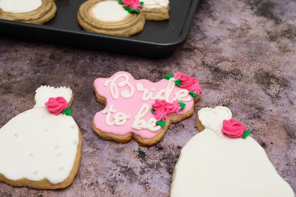 Cookies Dekorerade För Bröllopsfest — Stockfoto