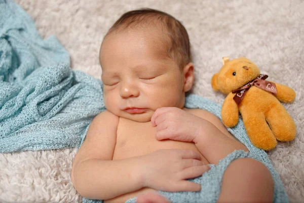 Πορτρέτο Ενός Νεογέννητου Μωρού Τυλιγμένο Βελούδινη Κουβέρτα Νεογέννητο Πορτρέτο — Φωτογραφία Αρχείου