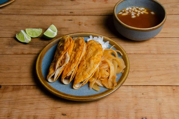 Tacos Barbacoa Tacos Dorados Comida Típica Mexicana —  Fotos de Stock