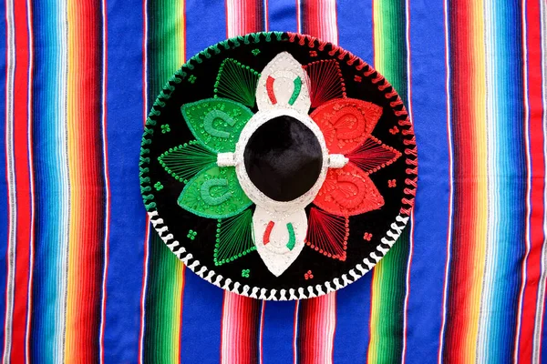 Mexican Charro Hat Serape Typical Mexican Hat Colors Mexican Flag — Stock fotografie