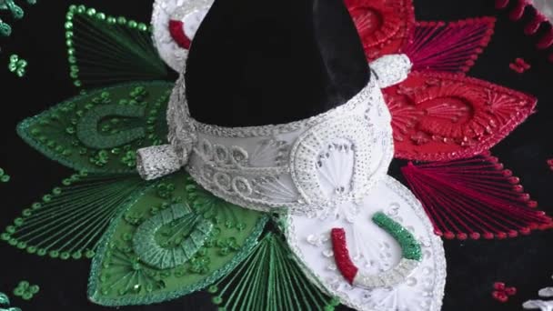 Close Sombrero Charro Spinning Charro Hat Colors Mexican Flag — Stockvideo