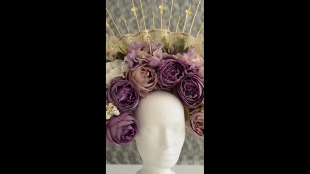 Flower Headband Catrina Decoration Day Dead Vertical Video — Wideo stockowe