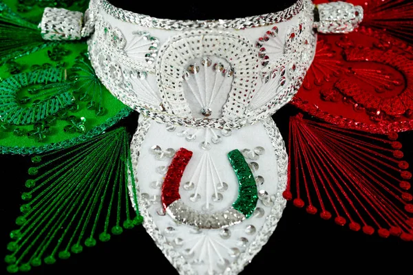 Mexican Charro Hat Foreground Typical Mexican Hat Colors Mexican Flag — Stockfoto