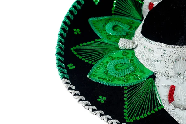 Mexican Charro Hat White Background Typical Mexican Hat Colors Mexican — Zdjęcie stockowe