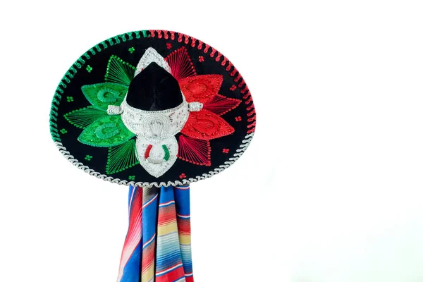 Mexican Charro Hat Serape Typical Mexican Hat Colors Mexican Flag — Stock Fotó