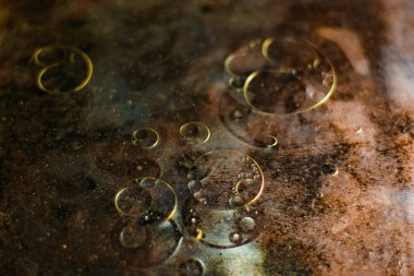 Abstract colorful background. Mixture of water and oil on colored background.