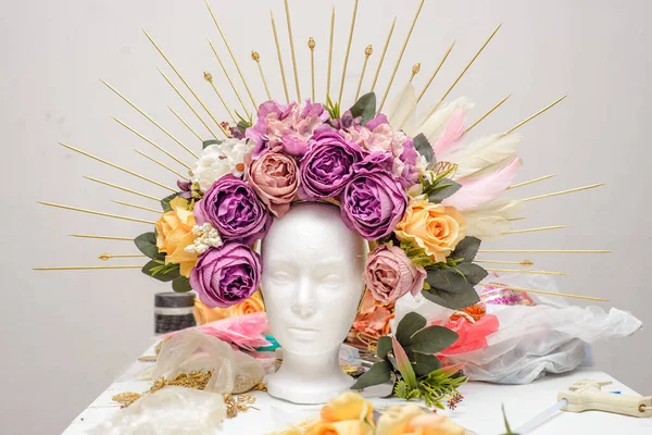 Elaboration Headdress Catrina Elaboration Headdress Day Dead Celebration — Stock Photo, Image