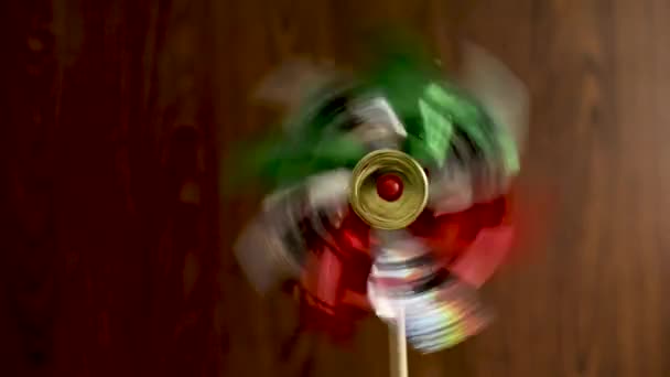 Rehilete Spinnen Met Kleuren Van Mexicaanse Vlag Pinwheel Met Tekst — Stockvideo