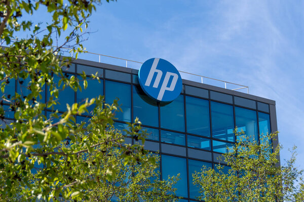 Meudon, France - April 10, 2022: Exterior view of the headquarters building of Hewlett-Packard France (HP France), a subsidiary of the American computer company HP