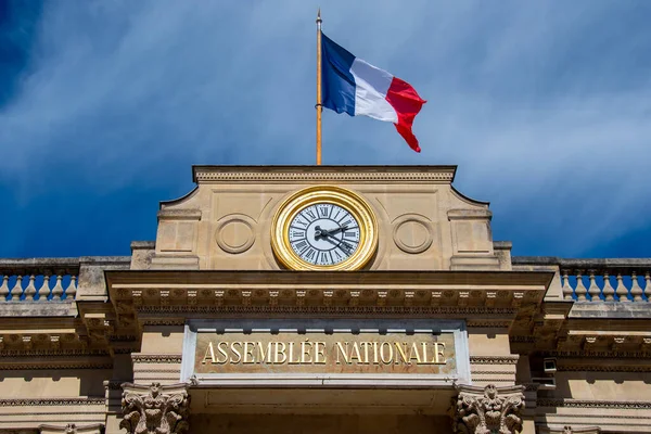 Párizs Franciaország 2022 Szeptember Francia Nemzetgyűlés Épülete Homlokzatának Részletei Más — Stock Fotó